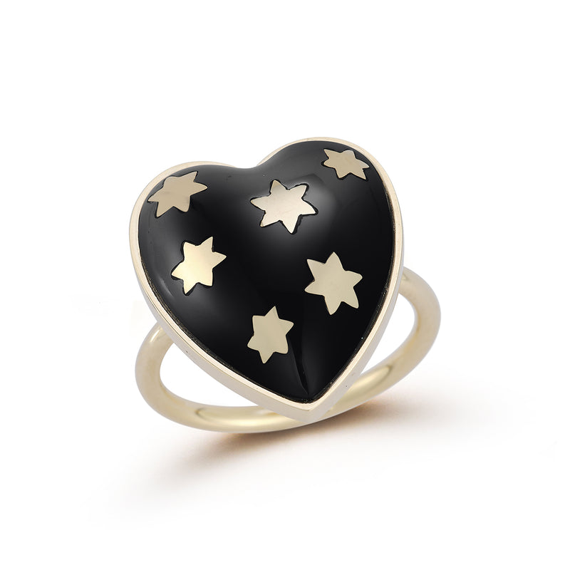 14K Gold Onyx Anna Heart Ring