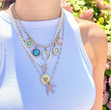 14K Gold Turquoise Opal & Pearl Holly Horseshoe Charm - storrow
