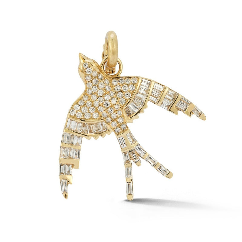 14K Gold & White Diamond Evelyn Bird Charm - storrow