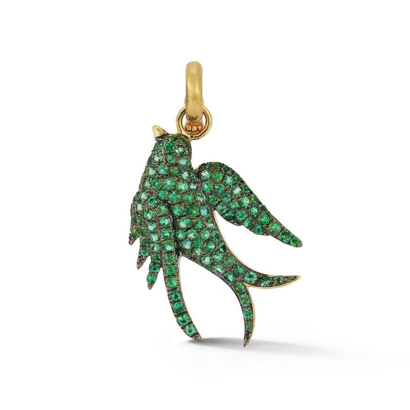 14K Gold & Emerald Birdie Charm