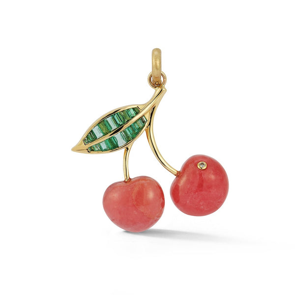14K Gold Emerald & Rhodochrosite Sweet Cherry Charm – storrow