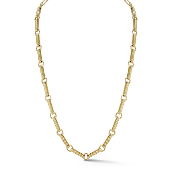 14K Gold Elongated Book Link Ernie Chain