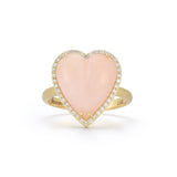 14K Gold Diamond & Pink Opal Alana Large Heart Ring