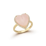 14K Gold Diamond & Pink Opal Alana Large Heart Ring