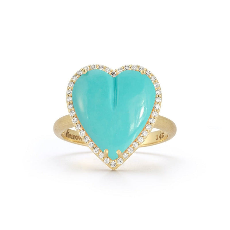 14K Gold Diamond & Turquoise Alana Large Heart Ring