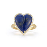 14K Gold Diamond & Lapis Lazuli Alana Large Heart Ring