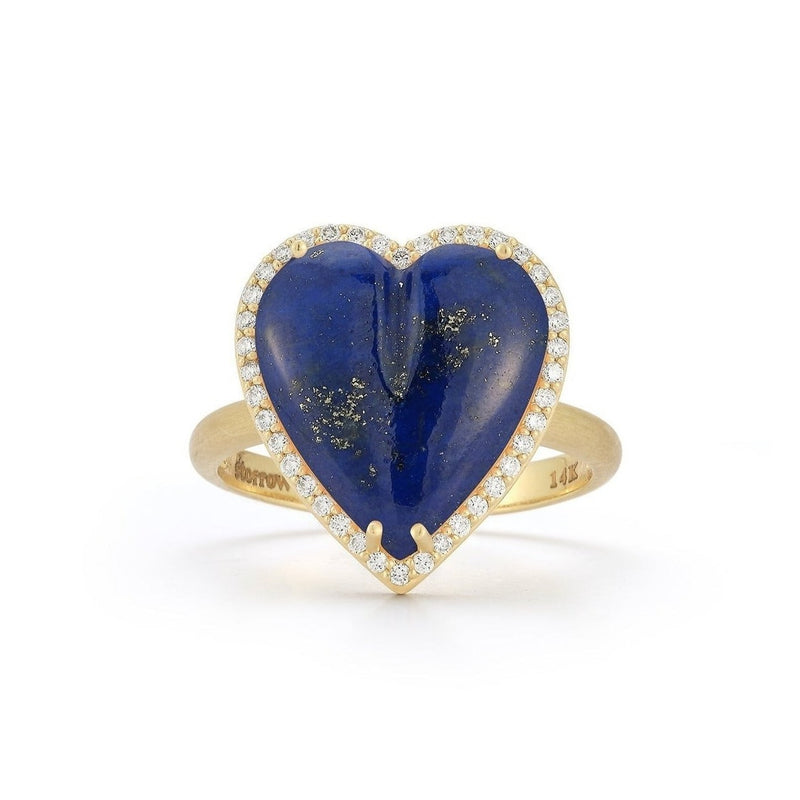 14K Gold Diamond & Lapis Lazuli Alana Large Heart Ring