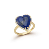 14K Gold Diamond & Lapis Lazuli Alana Large Heart Ring