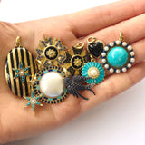 14K Gold Turquoise Pearl & Diamond Stella Charm - storrow
