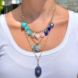 14K Gold Gemstone & Blue Enamel Lillian Locket - storrow