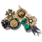 14K Gold Emerald Enamel Eagle Martha Medallion - storrow
