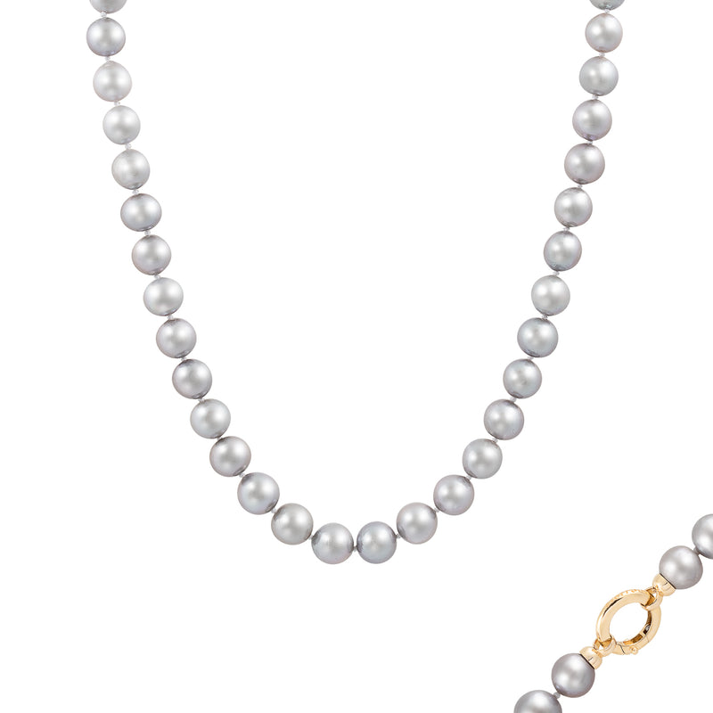 18" 8-10MM Grey Nucleated Freshwater Pearl Ezra Necklace