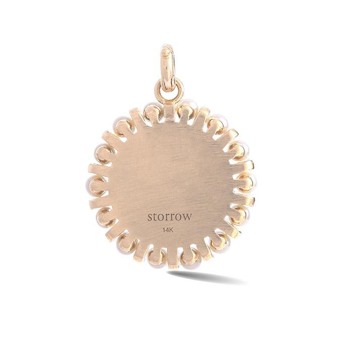 14K Gold Turquoise Pearl & Pink Enamel Libby Charm - storrow