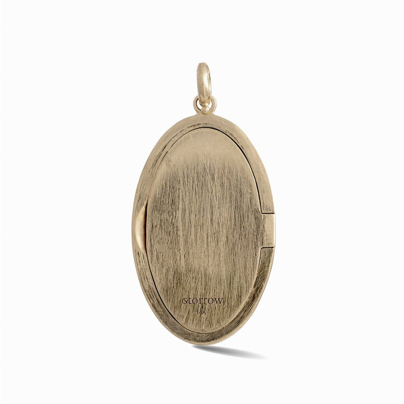 14K Gold Gemstone & Green Enamel Lillian Locket - storrow